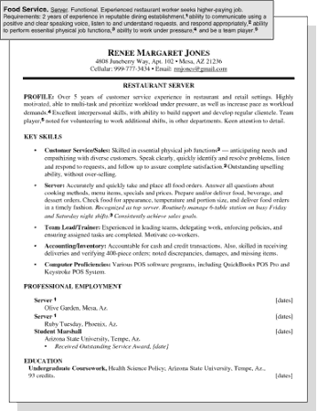 Free Download PDF Books, Resume For Food Service Template