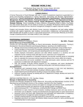 HR Resume Career Objective Example Template