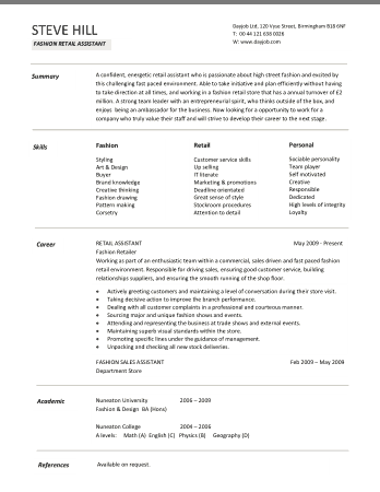 Retail Resume Career Objective Template