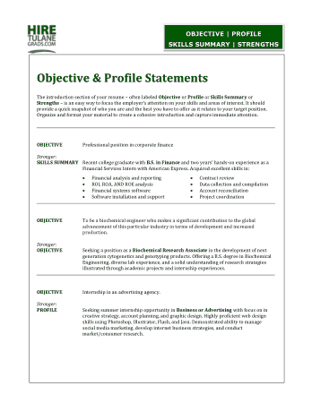 Resume Objective Sample For Any Job Template