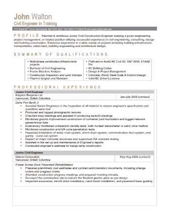 Free Download PDF Books, Entry Level Civil Engineer Resume Sample Template