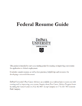 Entry Level Federal Resume Template
