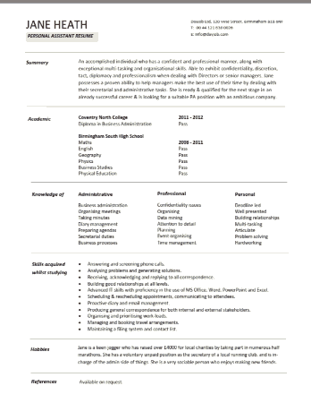Free Download PDF Books, Entry Level Personal Assistant Resume Template
