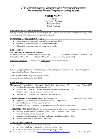 Free Download PDF Books, Entry Level Recommended Resume Template