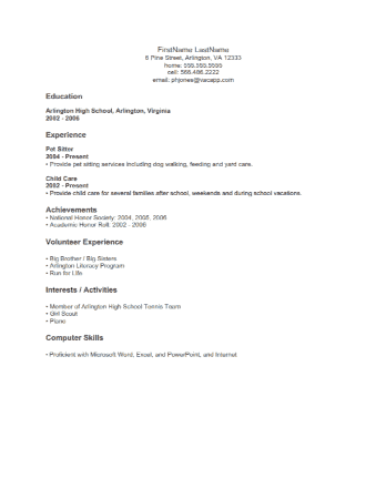 Entry Level Resume with out Exprerience Template
