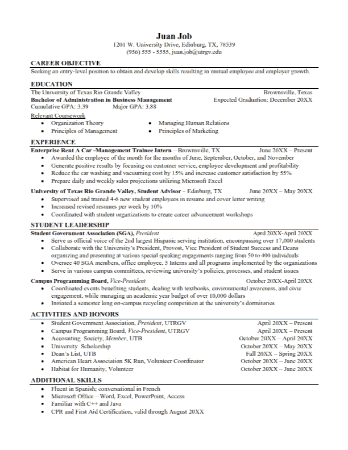 Entry-Level Resume Sample Template