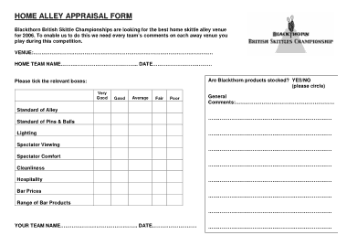 Home Alley Appraisal Form Template