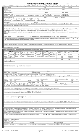 Manufactured Home Appraisal Form Template