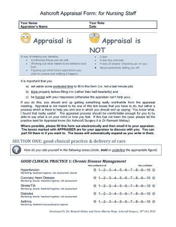 Nursing Staff Appraisal Form Sample Template