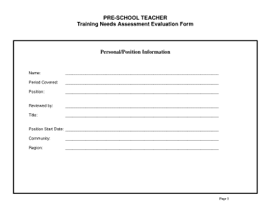 Preschool Teacher Appraisal Form Template