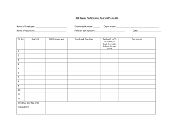 360 Degree Performance Appraisal Form Template