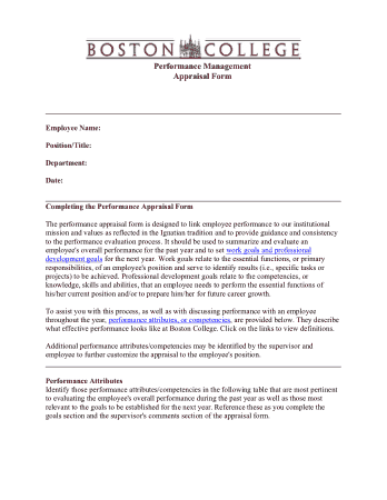 Free Download PDF Books, College Performance Appraisal Form Template