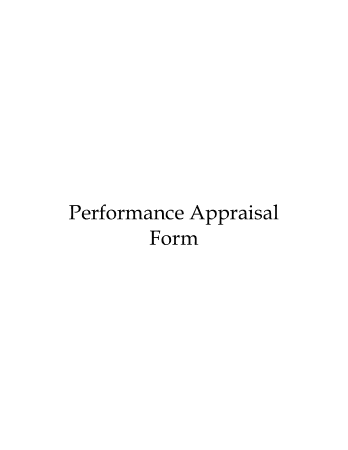 Free Download PDF Books, Performance Appraisal Form Template