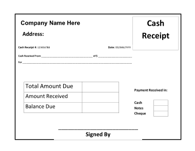 Cash Receipt Sample Template