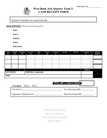 Sample Cash Receipt Form Template
