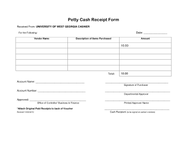 Free Download PDF Books, University Petty Cash Receipt Form Template