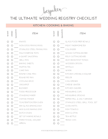 The Ultimate Wedding Registry Checklist Sample Template