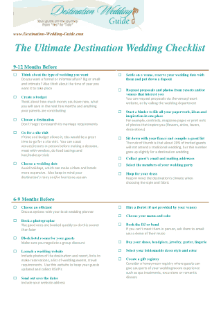 Ultimate Destination Wedding Day Checklist Template