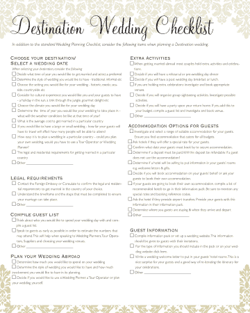 Destination Wedding Planning Checklist Template