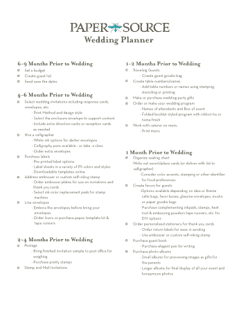 Paper Source Wedding Planner Checklist Template