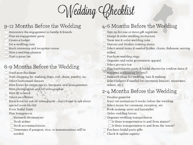 Wedding Planning Checklist Format Template