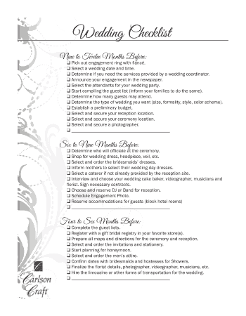 Wedding Checklist Template