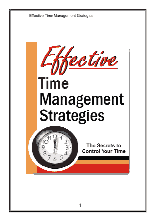 Effective Time Management Strategies Free Pdf Book