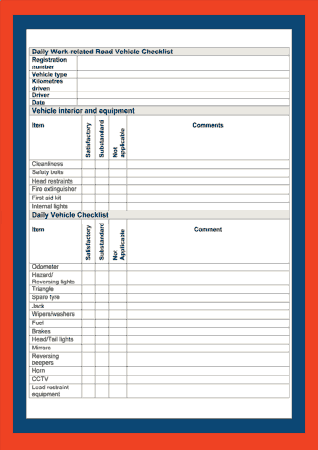 Daily Work Vehicle Checklist Template