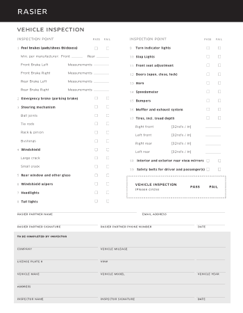Vehicle Inspection Checklist Template