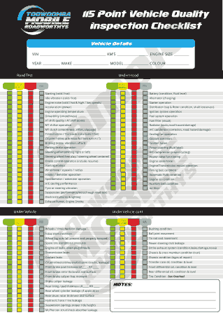 Vehicle Quality Inspection Checklist Template