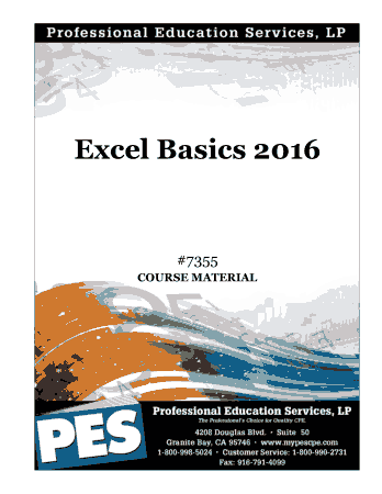 Free Download PDF Books, Excel Basic 2016 Course Material Free PDF Book