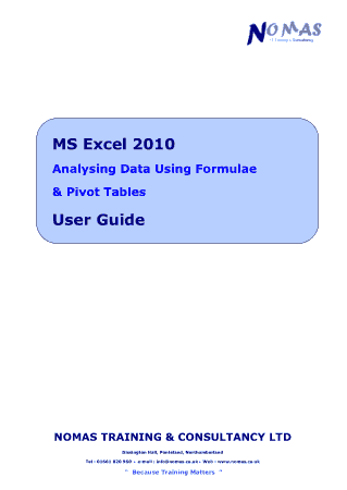 Ms Excel 2010 User Guide Free PDF Book