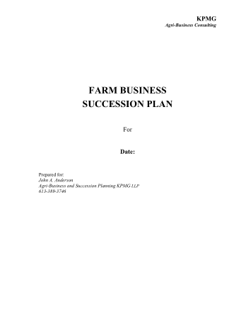 Farm Business Succession Plan Template