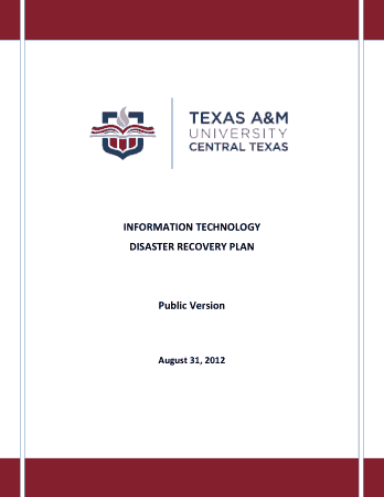 IT Disaster Recovery Plan Template