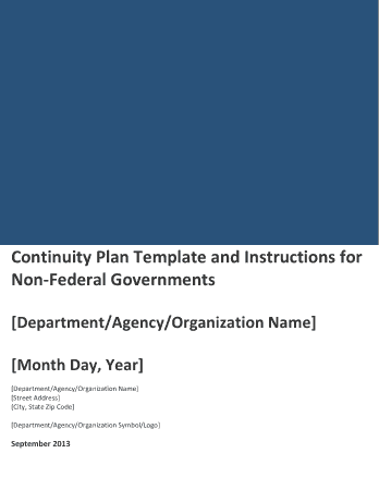 Non Federal Business Continuity Plan Template