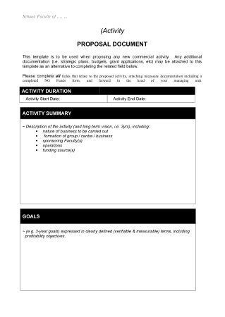 Commercial Business Operational Plan Free Template