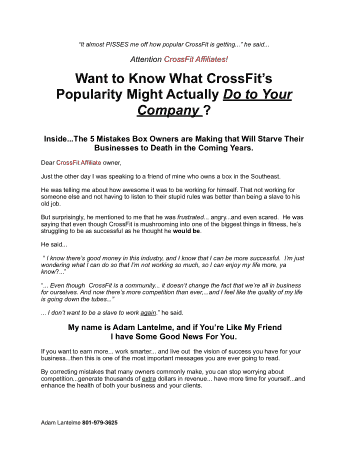 Crossfit Gym Business Plan Free Template
