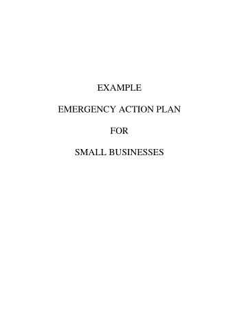 Emergency Action Plan for Small Business Free Template