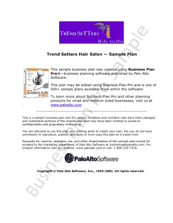 Hair Salon Business Plan Free Template