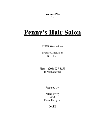 Hair Saloon Business Plan Free Template