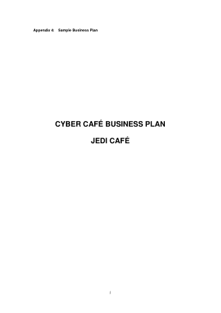 Sample Cyber Cafe Business Plan Free Template