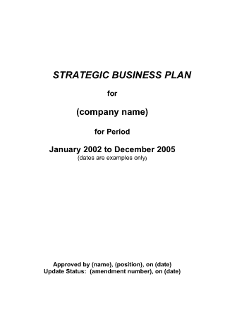 Strategic Business Plan Free Template