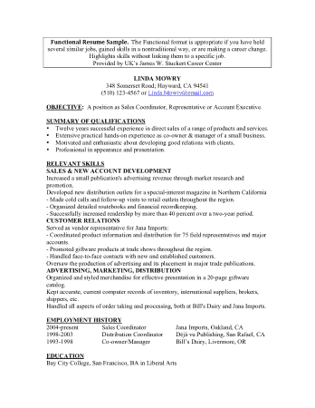 Functional Executive Resume Sample Template