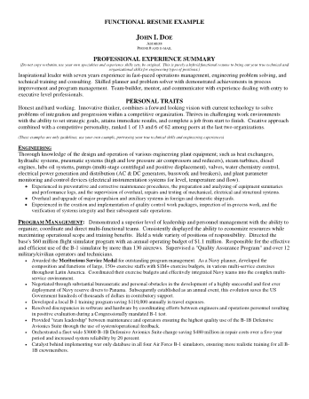 Functional Resume Example Free Template