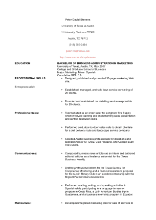 Functional Resume For First Job Template