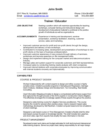 Functional Trainer Resume Template