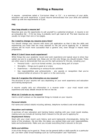 Early School Leaver No Experience Resume Template