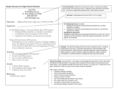 High School Resume Objective Examples Template
