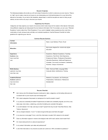 One Page School Resume Format Template