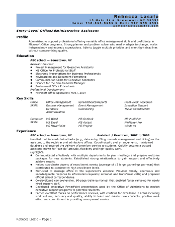 Office Assistant Resume Skills Template